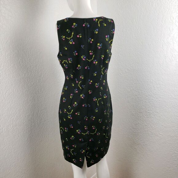 Moschino Jeans Shift Dress Floral Black Denim Mini US Sz 8 I42 Vintage 90s - Picture 5 of 8